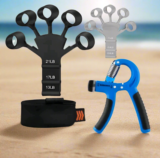 "(4x Combo) Hand Grip Strengthener and Finger Exerciser Set for Fitness and Rehabilitation"